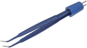 Bipolar Forceps, Angled Iris 4.5" Serrated 1.0mm Tips (20-1040I)